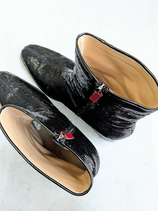Christian Louboutin Side Zip Boots Black Sequins Men 12 45 - Picture 10 of 13